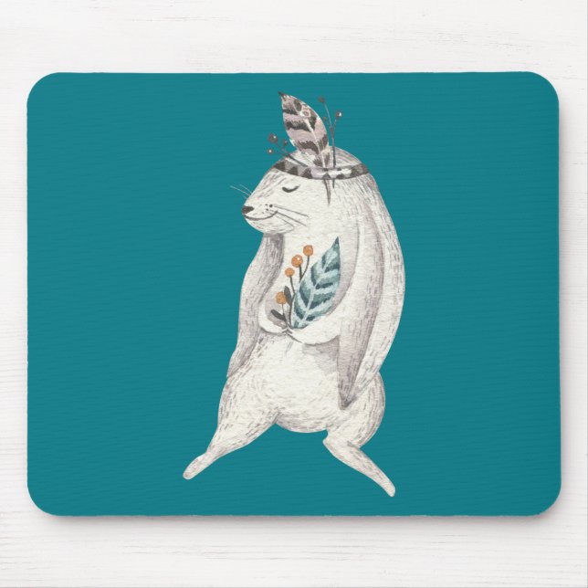 Tapis De Souris Lapin bohème à l'aquarelle (Devant)