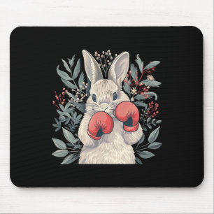 Tapis De Souris Lapin boxeur avec gants de boxe Kickboxing Drôle B