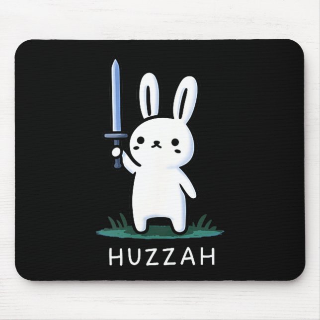 Tapis De Souris Lapin Chevalier Hourra Drôle Épée Graphisme (Devant)
