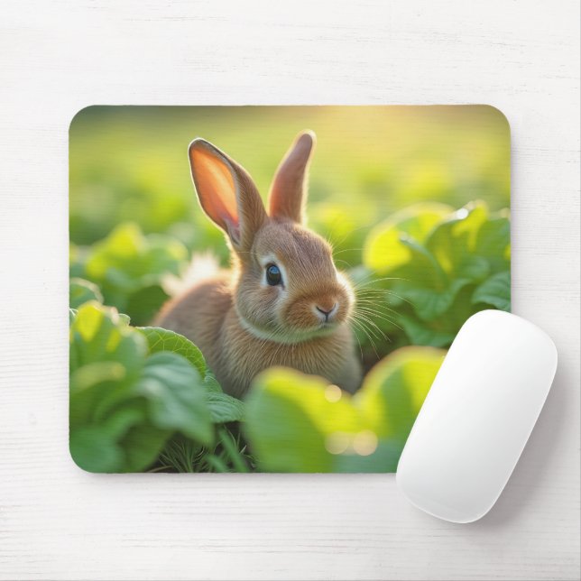 Tapis De Souris Lapin dans un jardin de laitue (Avec souris)