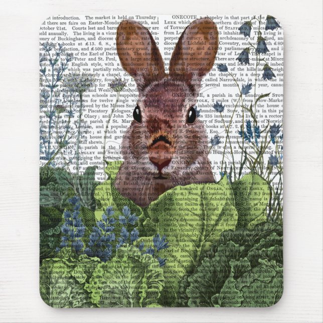 Tapis De Souris Lapin dans une patte de chou (Devant)