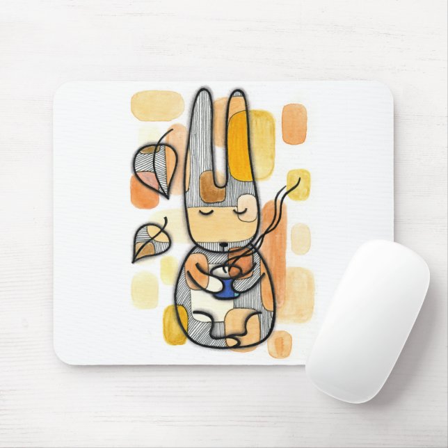Tapis de souris lapin d'automne confortable (Avec souris)