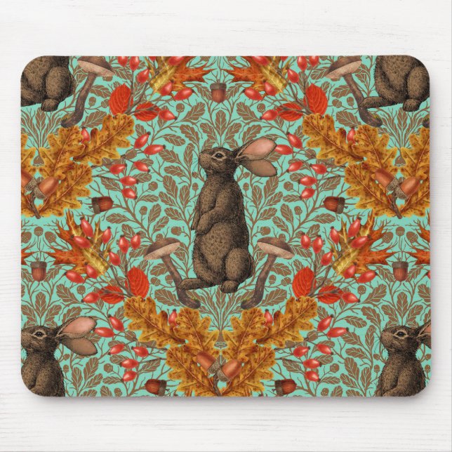 Tapis De Souris Lapin d'automne sur vert clair (Devant)
