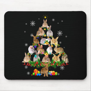Tapis De Souris Lapin de Noël Femme Sapin de Noël Neige Lapin Drôl