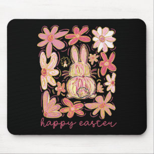 Tapis De Souris Lapin de Pâques Boho Coquette Floral Pin