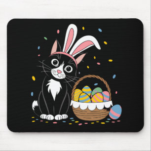 Tapis De Souris Lapin de Pâques Chat Noir Smoking Oreilles de Lapi