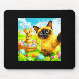 Tapis De Souris Lapin de Pâques Chat Siamois Selfie Lapin Chat Mèm
