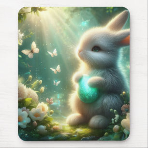 Tapis De Souris Lapin de Pâques de la Forêt Enchantée
