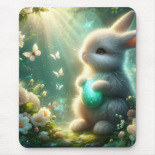 Tapis De Souris Lapin de Pâques de la Forêt Enchantée (Devant)