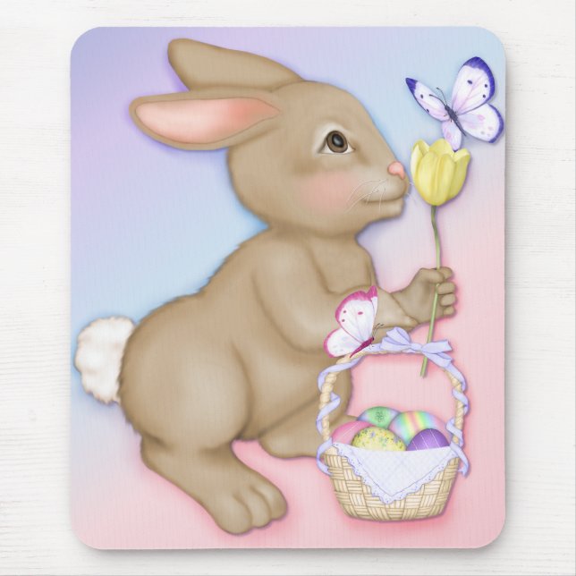 Tapis De Souris Lapin de Pâques et Panier Mousepad (Devant)