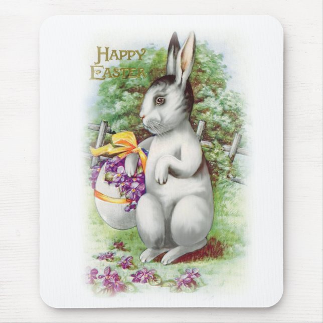 Tapis De Souris Lapin de Pâques Floral (Devant)