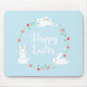 Tapis De Souris Lapin de Pâques floral élégant Mousepad