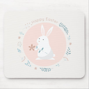 Tapis De Souris Lapin de Pâques floral simple Mousepad