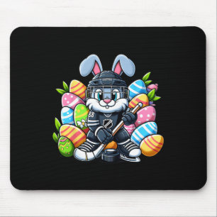 Tapis De Souris Lapin de Pâques Joueur de Hockey sur Glace Amoureu