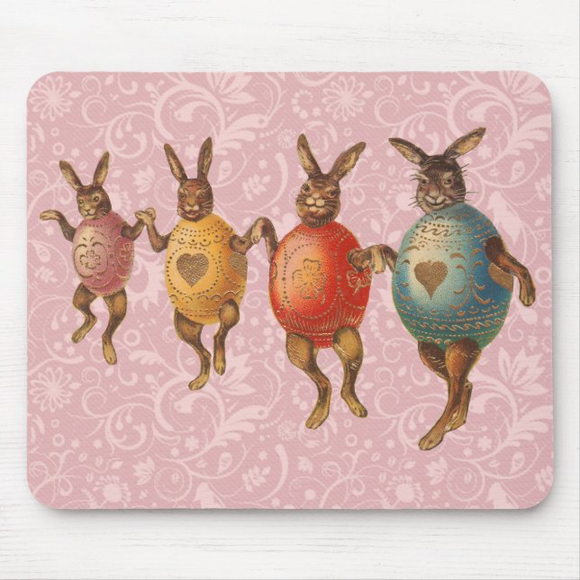 Tapis De Souris Lapin de Pâques Œufs Dansants (Devant)