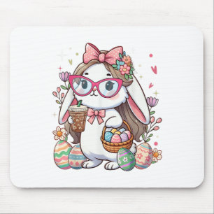 Tapis De Souris Lapin de Pâques oeufs de lapin Café Chasse Femmes 