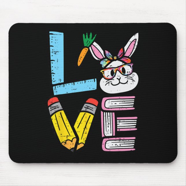 Tapis De Souris Lapin de Pâques Professeur Adorable Lapin Printemp (Devant)