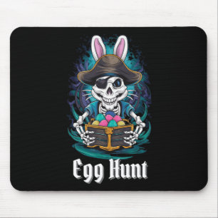 Tapis De Souris Lapin de Pâques squelette de chasse aux œufs Pirat