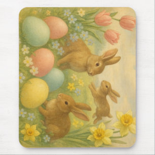 Tapis De Souris Lapin de Pâques vintage/œuf de Pâques/printemps