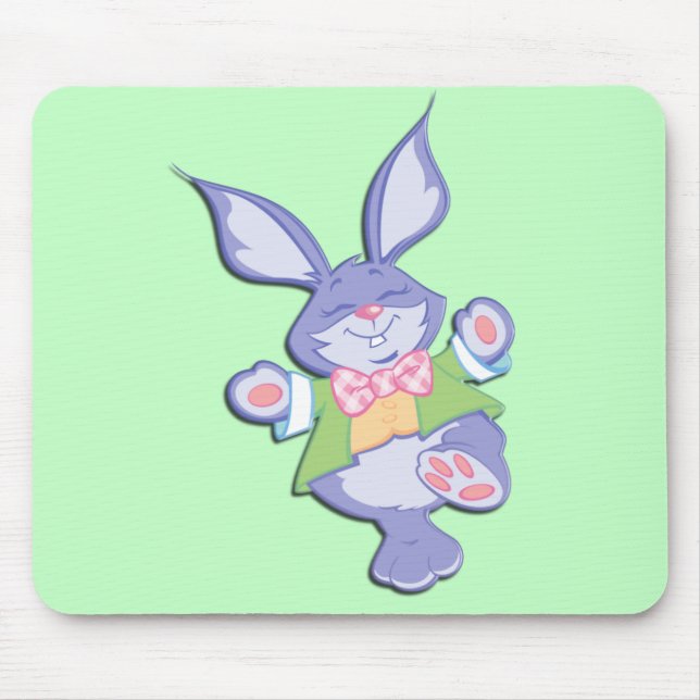 Tapis De Souris Lapin de Pâques Violet Dansant à la Menthe (Devant)