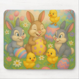 Tapis De Souris Lapin de vintage/Œuf de Pâques/Printemps