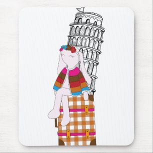 Tapis De Souris Lapin de voyage de dessin animé mignon Italie vaca