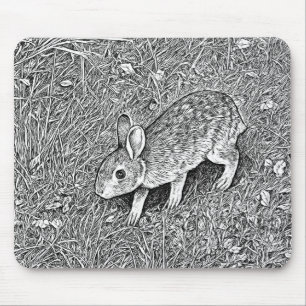 Tapis De Souris Lapin dessiné au crayon mignon