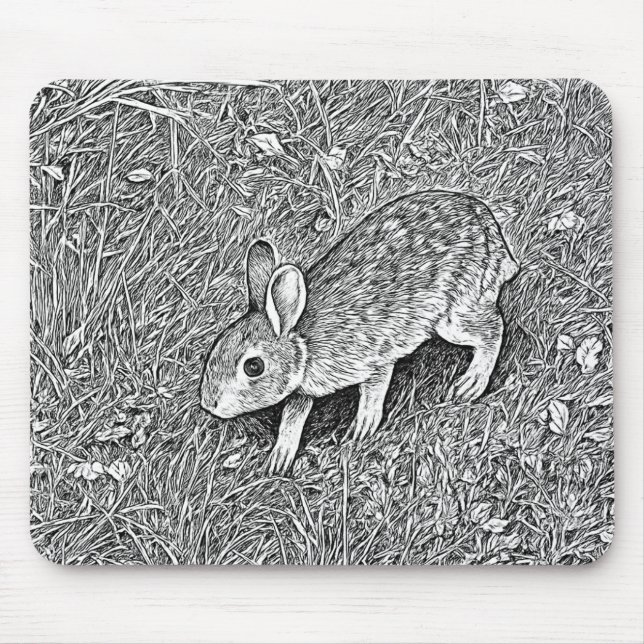 Tapis De Souris Lapin dessiné au crayon mignon  (Devant)
