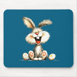 Tapis De Souris Lapin drôle et duveteux avec fourrure sauvage art