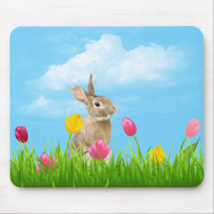 Tapis De Souris Lapin en Tulipes