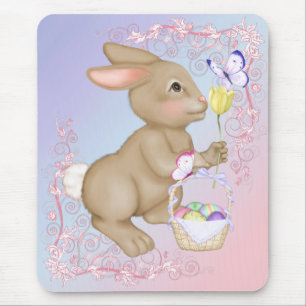 Tapis De Souris Lapin et panier de Pâques