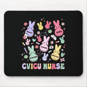 Tapis De Souris Lapin infirmier cardiaque de Pâques Cvicu pédiatri