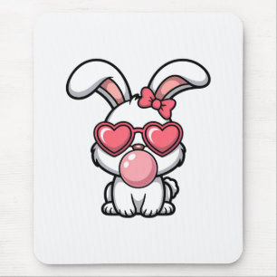 Tapis De Souris Lapin Kawaii joueur avec bulle de Bubble Gum