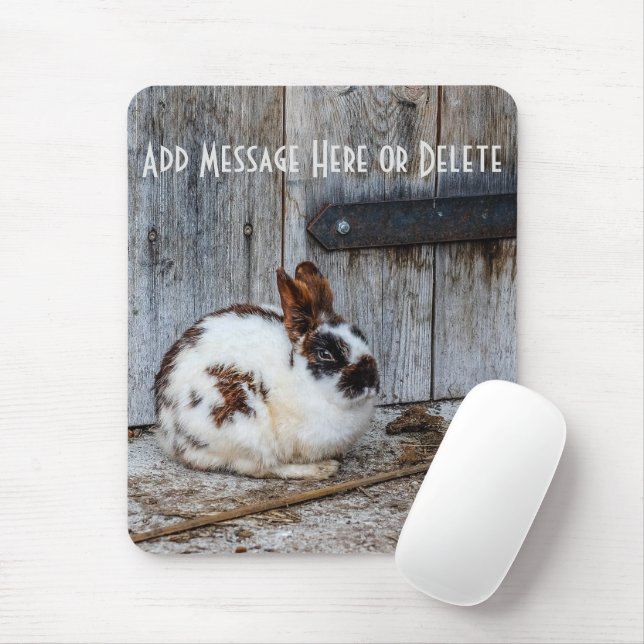 Tapis De Souris Lapin lapin Brown et blanc sur la ferme (Avec souris)