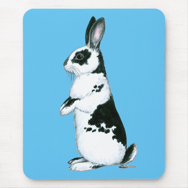 Tapis De Souris Lapin : Noir et Blanc (Devant)
