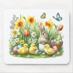 Tapis De Souris lapin/poulet de printemps classique/Vintage