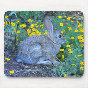 Tapis De Souris Lapin sauvage en fleurs jaunes