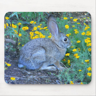 Tapis De Souris Lapin sauvage en fleurs jaunes