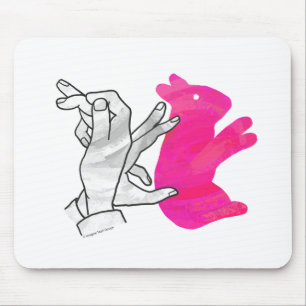 Tapis De Souris Lapin Silhouette Main Rose