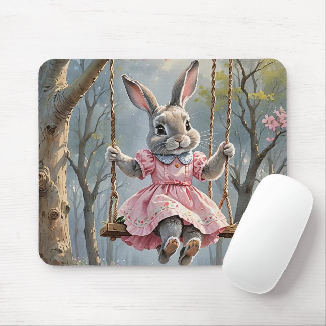 Tapis De Souris Lapin sur une aile (Avec souris)