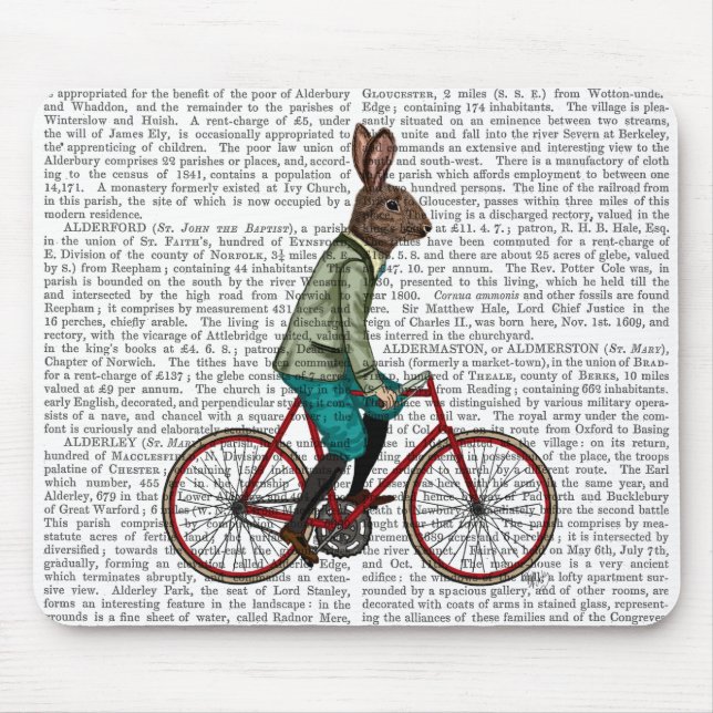 Tapis De Souris Lapin Sur Vélo 2 (Devant)