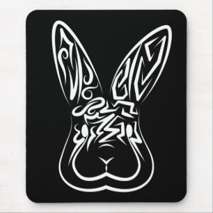Tapis De Souris Lapin tribal noir et blanc