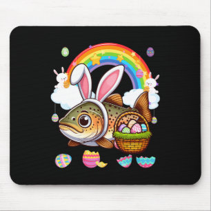 Tapis De Souris Lapin Truite Poisson Pâques Chasse Œufs Bysket Cou