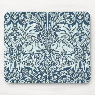 Tapis De Souris Lapins blancs vintages Floral Bleu - William Morri