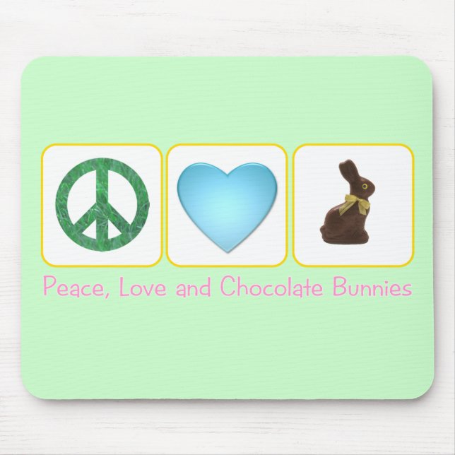 Tapis De Souris Lapins de chocolat d'amour de paix (Devant)