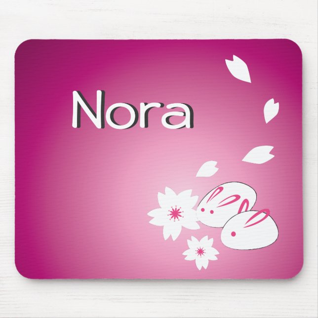 Tapis De Souris lapins de neige japonais personnalisables et Sakur (Devant)