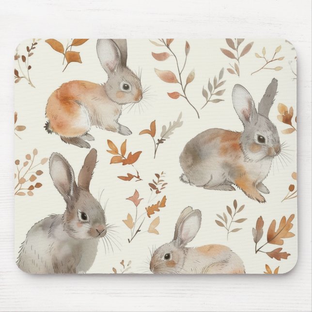 Tapis De Souris Lapins Feuilles de lapins (Devant)