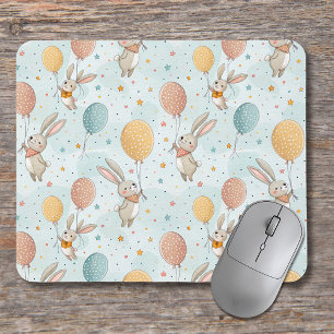 Tapis De Souris Lapins mignons tenant des ballons en forme d'œufs 