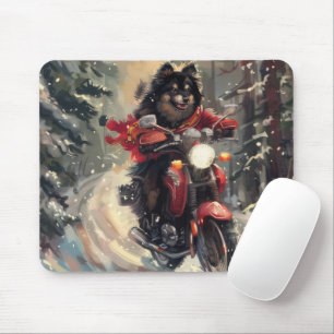 Tapis De Souris Lapphund Finlandais Chien à cheval Moto Noël