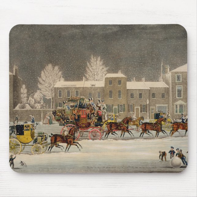 Tapis De Souris L'approche à Noël, gravé par chasse à George (Devant)